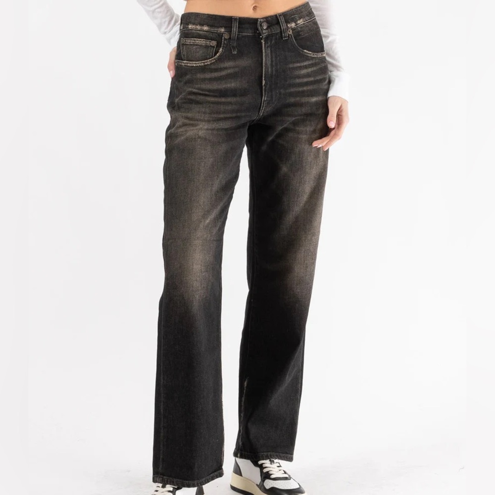 R13 ALICE SLIM STRAIGHT JEANS in ABBEY BLACK
